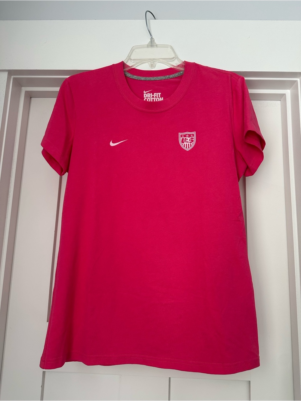 Nike Pink Dri-FIT Cotton Tee with White Logo